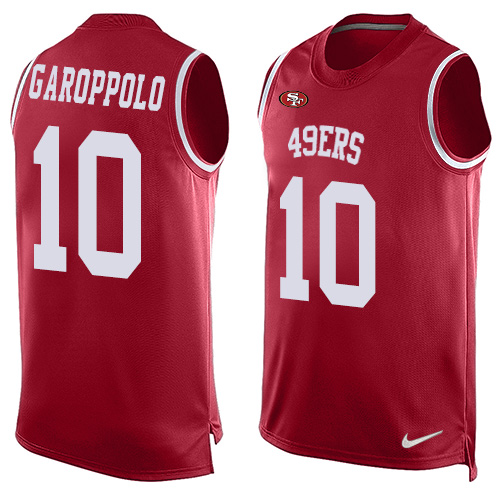 Nike 49ers #10 Jimmy Garoppolo Red Team Color Men's Stitched NFL Limited Tank Top Jersey - Click Image to Close